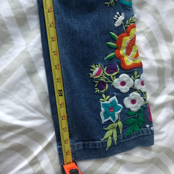 Boston Proper Boho Embroidered Medium Wash Jeans 2 - Picture 9 of 10